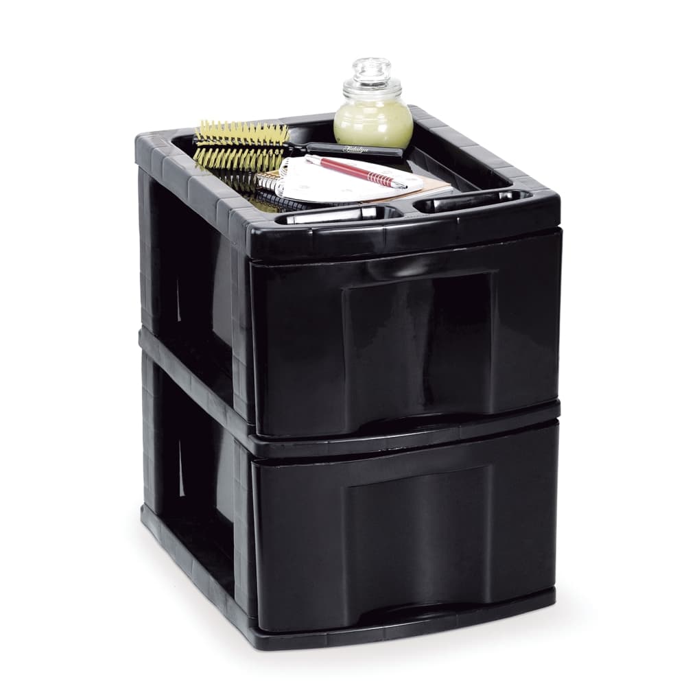 Gaveteiro Plástico Preto 2 Gavetas Grandes Agraplast Cod.578