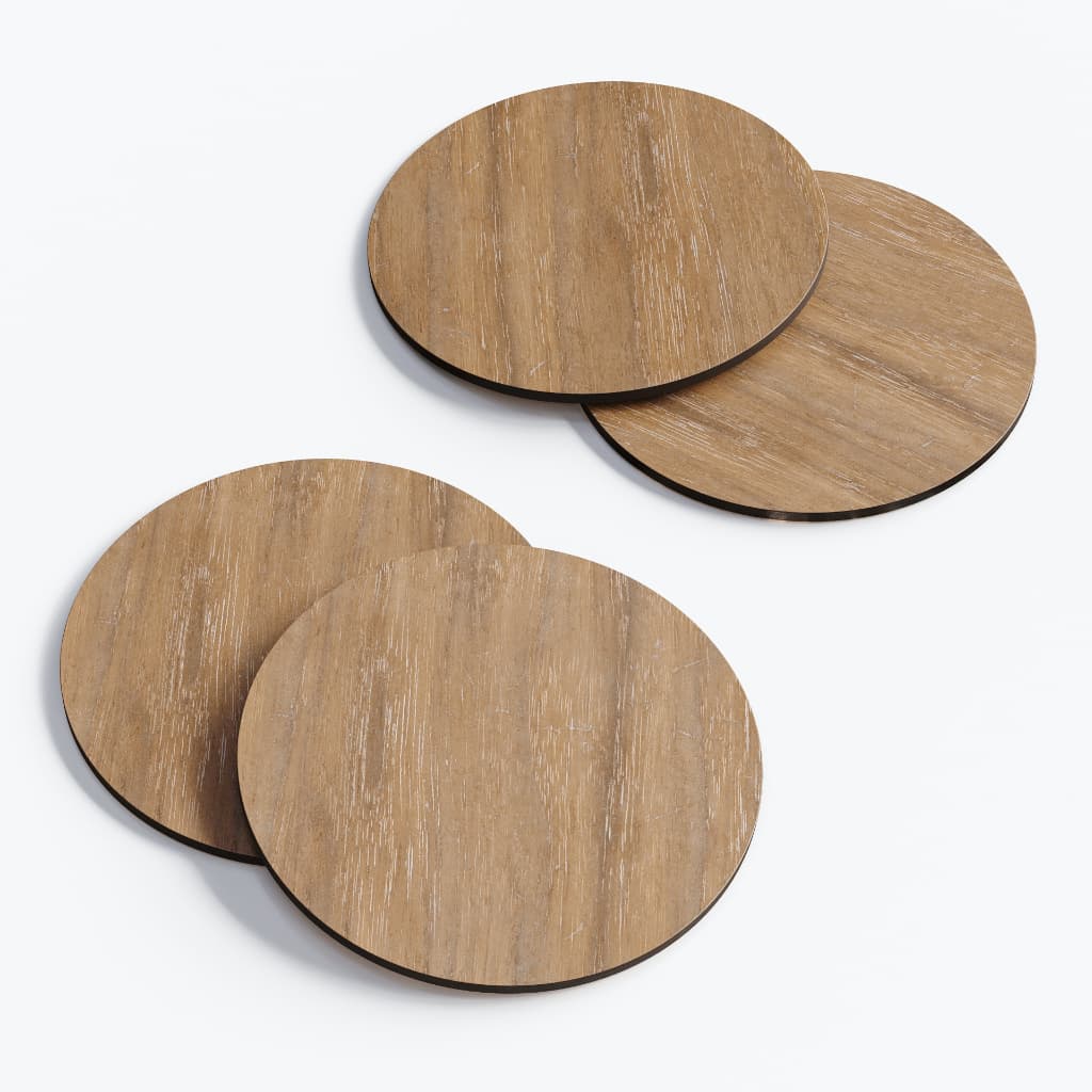 Jogo 4 Porta Copos Sousplat 8cm Bolacha Mdf Decoração Mesa Jogo Americano