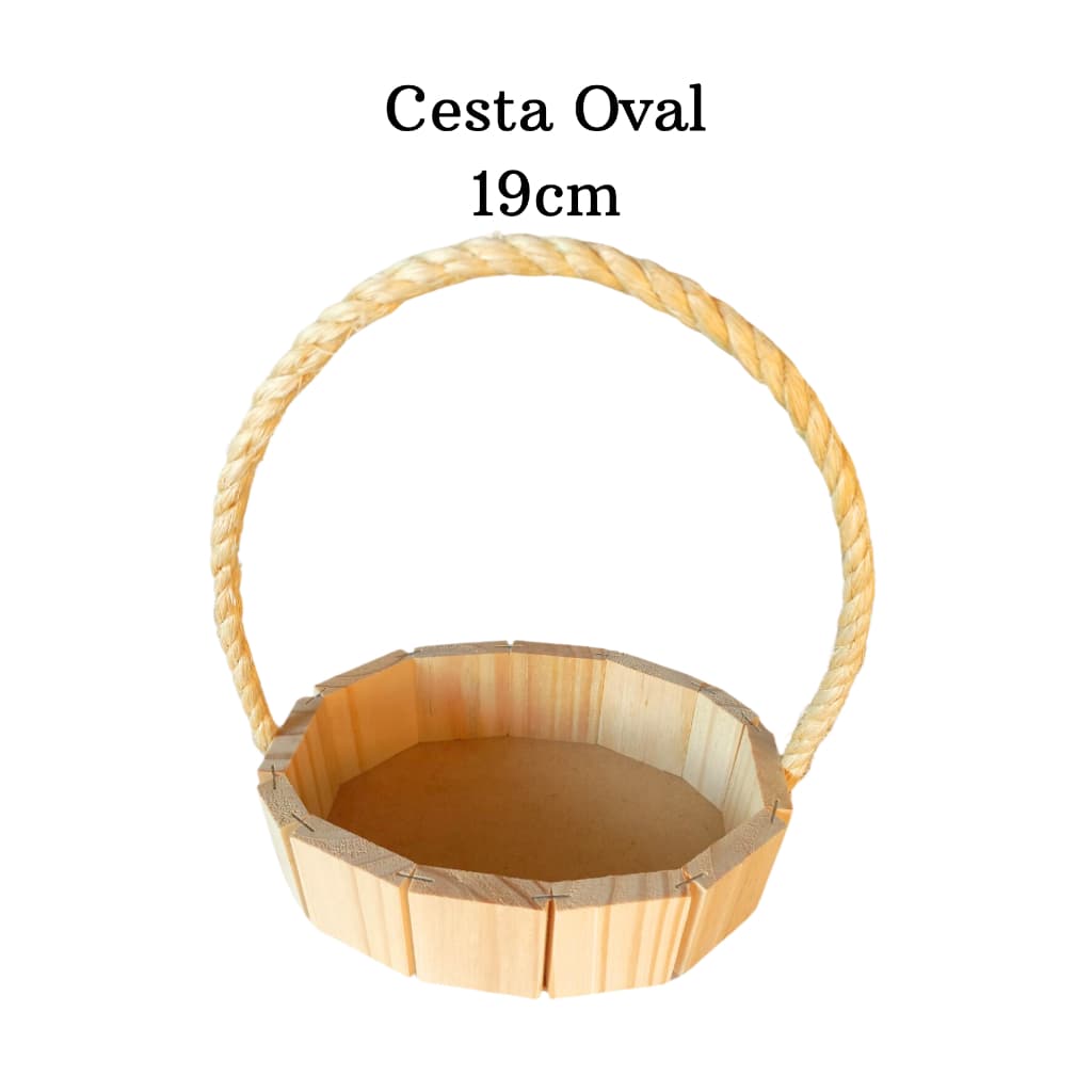 Cesta Oval de Madeira Pinus 19cm Kit com 5 Unidades Para Presentes