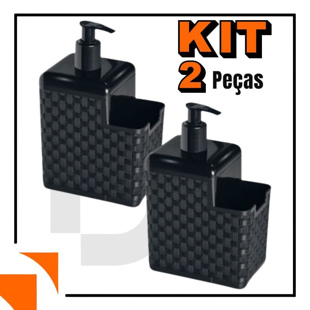 Kit com 2 Porta Detergente Sabão 2 em 1 Com Suporte Para Bucha Esponja Rattan