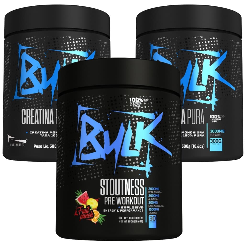 Kit 2x Creatina Monohidratada 100% Pura 300g + Pré Treino Stoutness 300g Bulk Nutrition