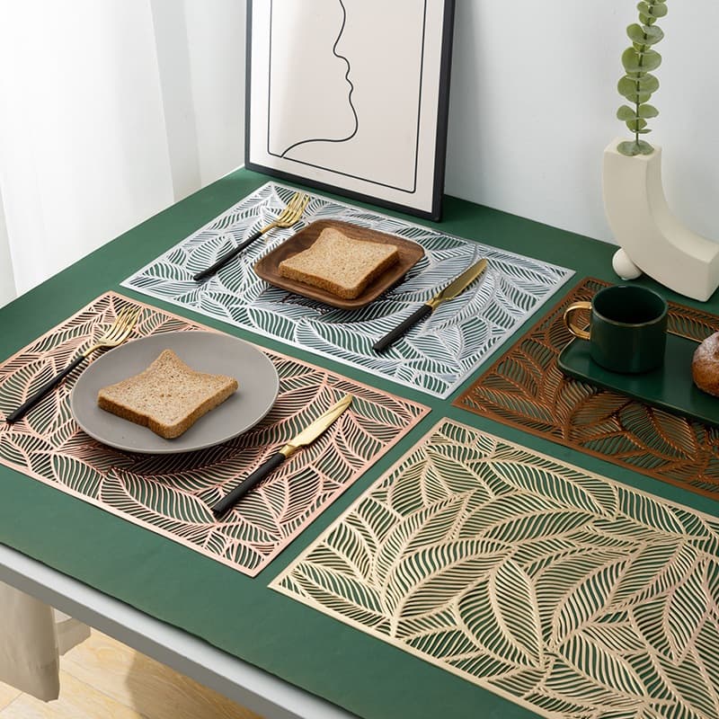 kit Jogo Americano Sousplat Descanso de Mesa Posta Jantar Design de recorte de folhas