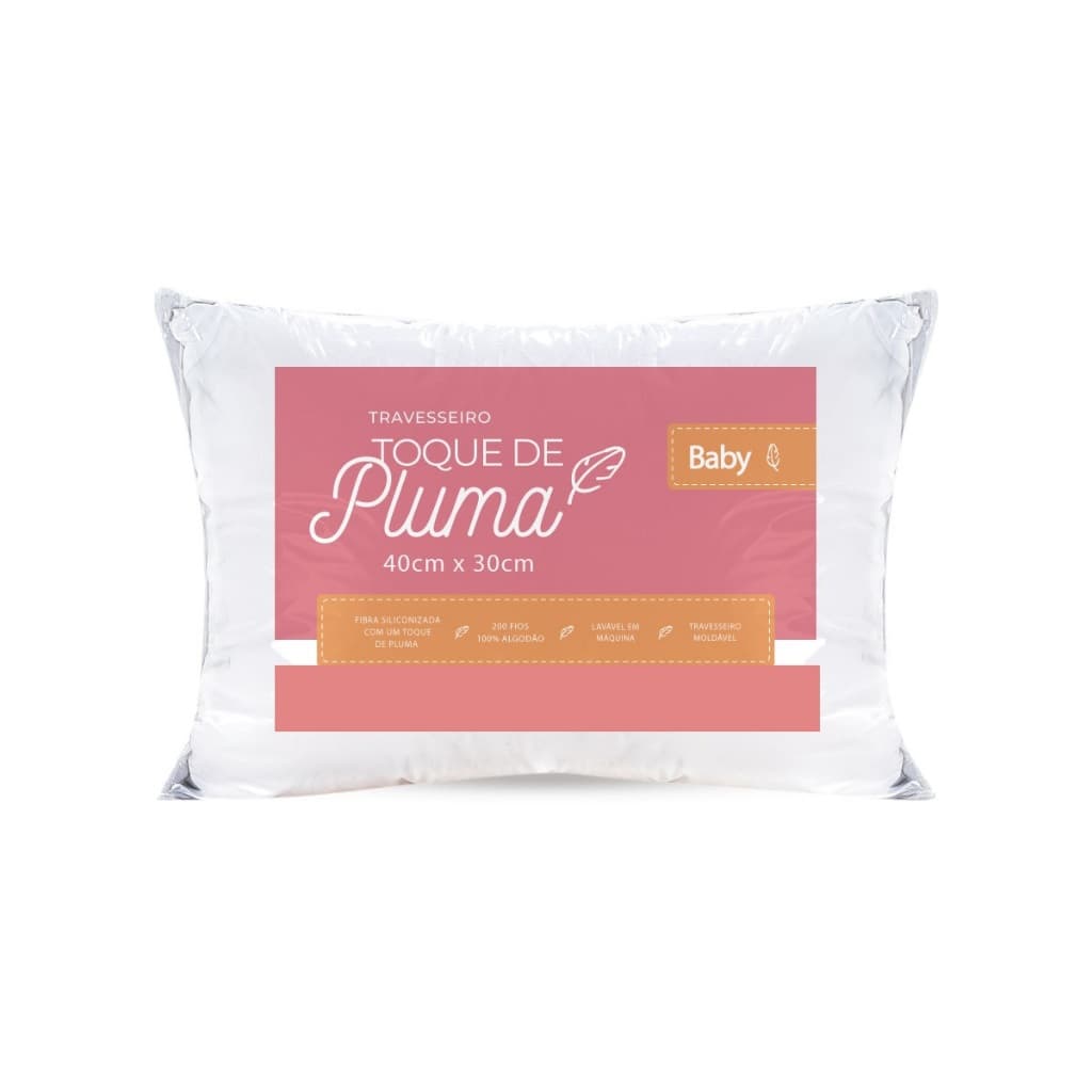 Travesseiro Infantil baby com Plumas de Ganso Sintetia 40x30