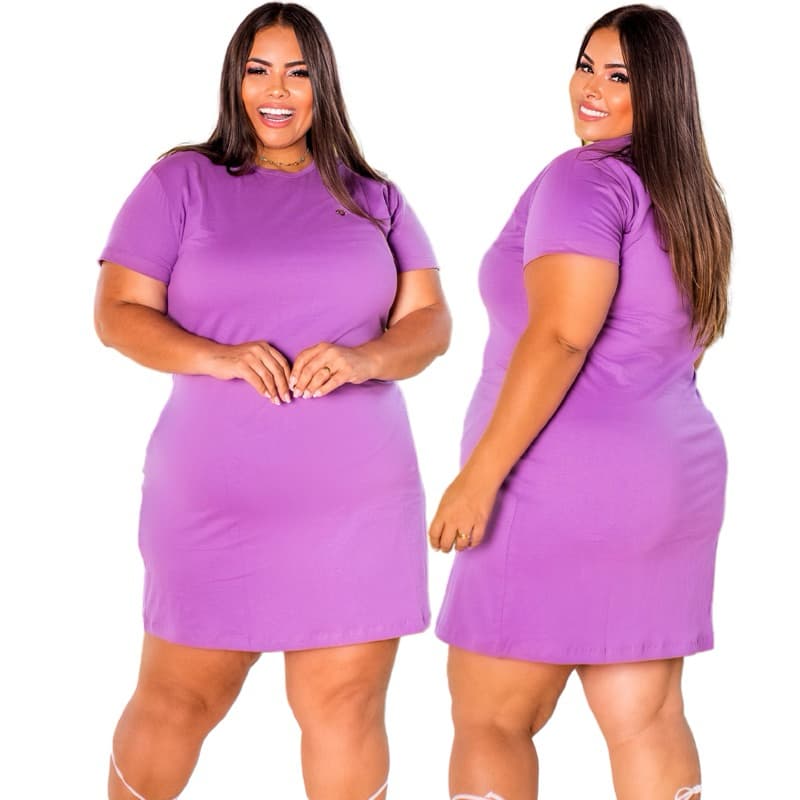 Vestido Feminino Plus Size Casual Elegante Confortável Básico Moda Verão
