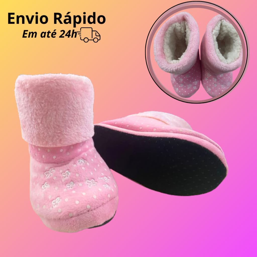 Pantufa infantil botinha c/la térmica Tam 28-33 com antiderrapante.