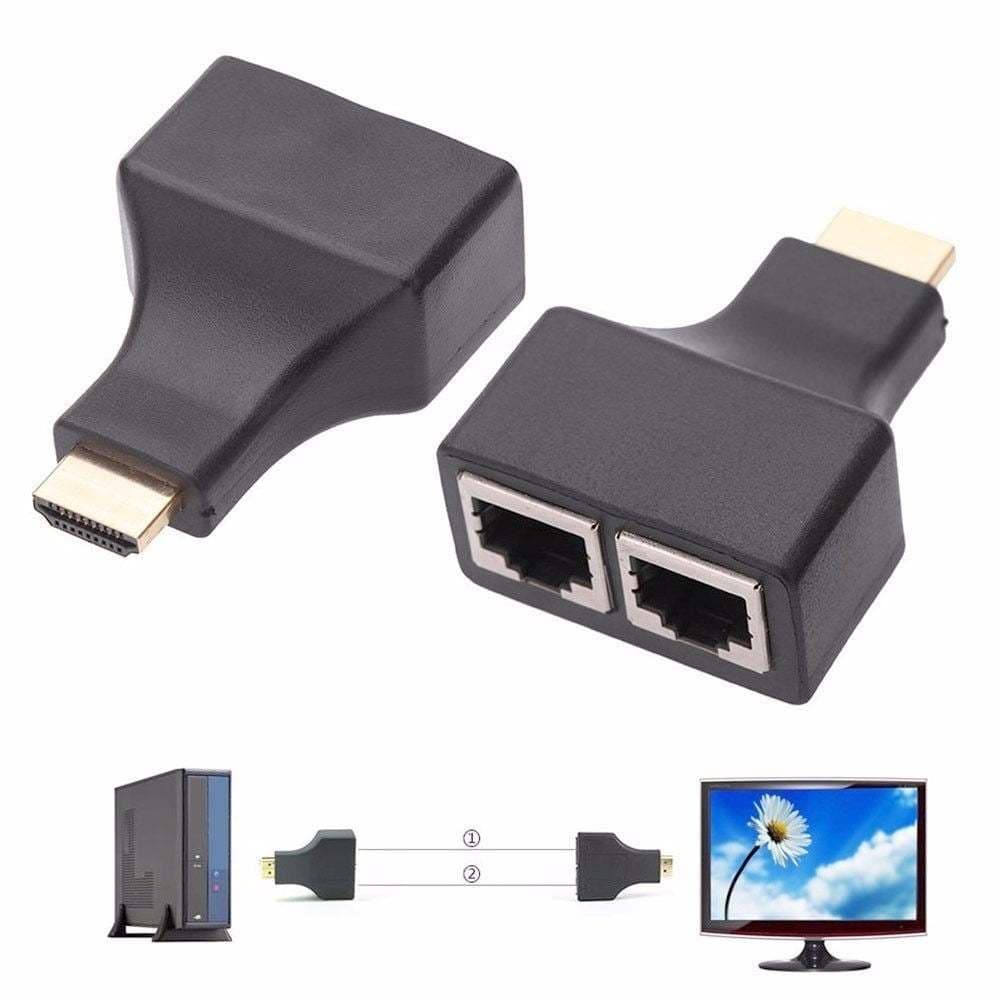 Extensor HDMI Passivo via 2 Cabo de Rede 30 Metros