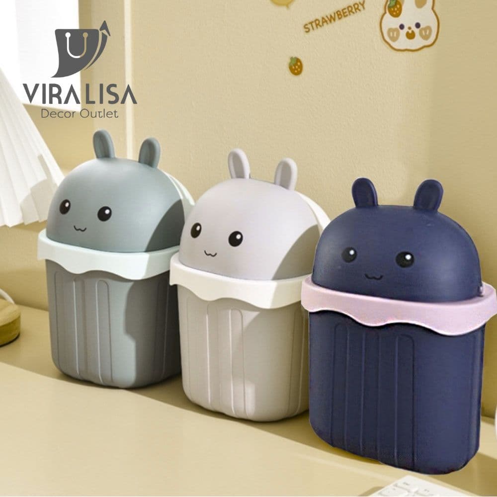 Mini Lixeira Urso com Tampa Multiuso Cozinha Quarto Banheiro Compacta