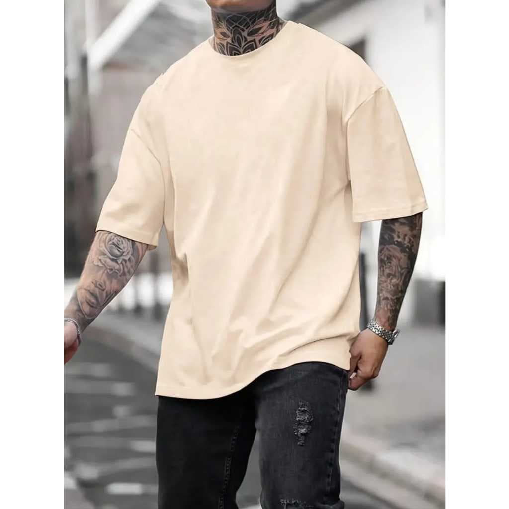 Camiseta Plus Size Masculina Lisa Streetwear Camisa Slim Basica 100% Algodão