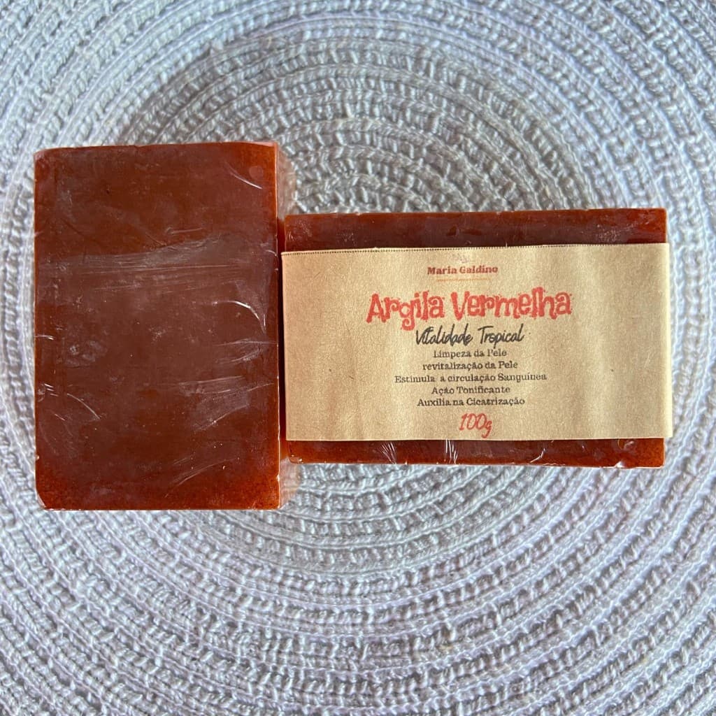 Sabonete de Argila Vermelha e Aloe vera Artesanal Facial