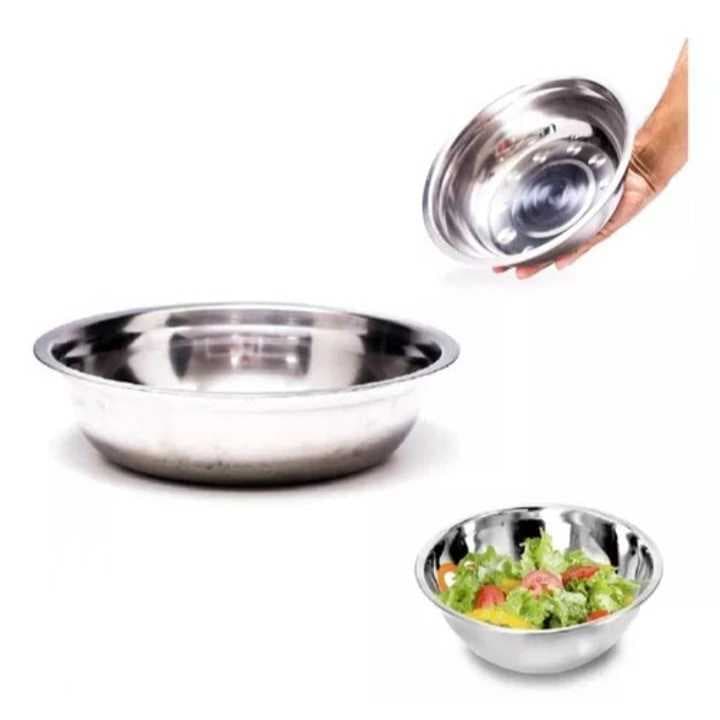 KIT 3 BACIAS EM AÇO INOX MULTIUSO  22x7,5cm 1500ml /24x8,5cm 2000ml /25,5x8cm 2500ml