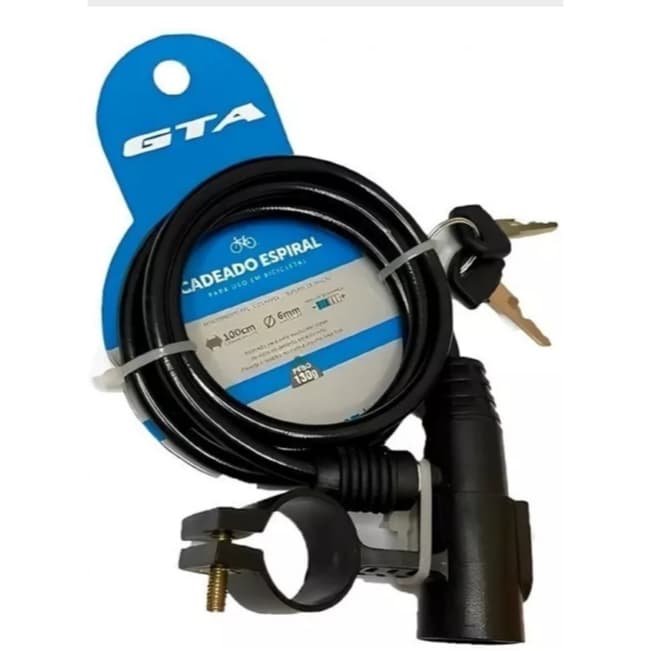 CADEADO TRAVA ANTIFURTO BIKE COM CHAVE1mt x 6mm