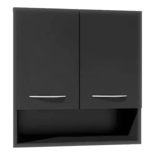 Estante Armário De Parede 2 Portas Na Cor Preto
