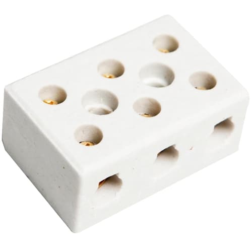 Conector Porcelana Emenda Fio Chuveiro 3polo 16mm Cor Branco