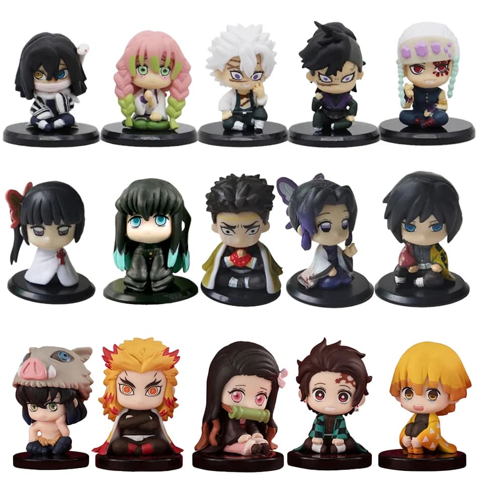 Coleção de Miniaturas Demon Slayer 4-5cm Kimetsu no yaba Action Figures Miniaturas Colecionaveis Nezuko Tanjiro Inosuke Zenitsu
