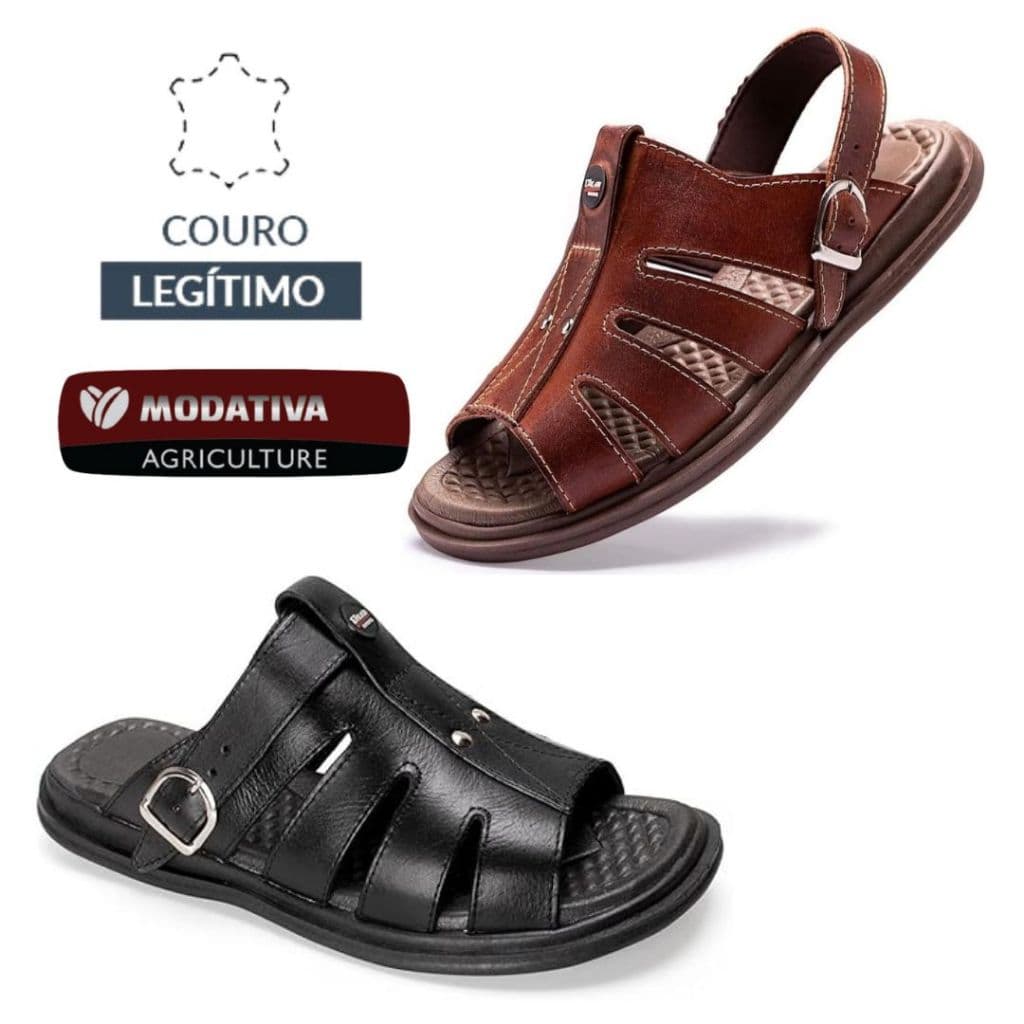 Sandália Chinelo Couro Legitimo Franciscana Anti Stress Ortopédica Masculino