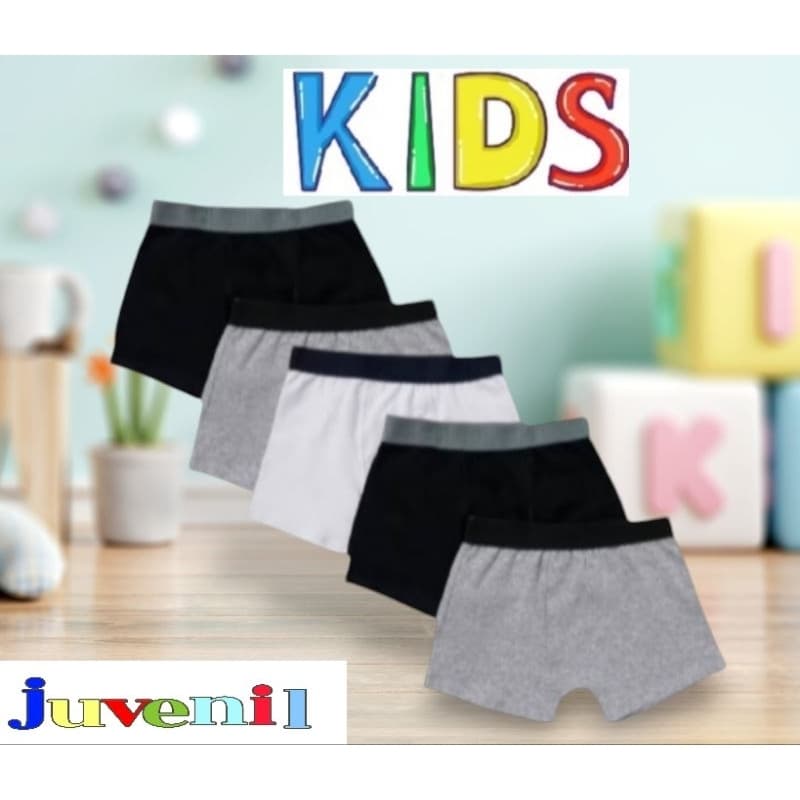 Kit de 5 cuecas boxer infantil e juvenil cores sortidas.