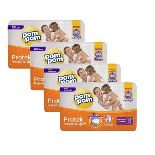 kit Fralda Infantil Pom Pom Grandinhos com 4 pacotes 15 a 24 kg