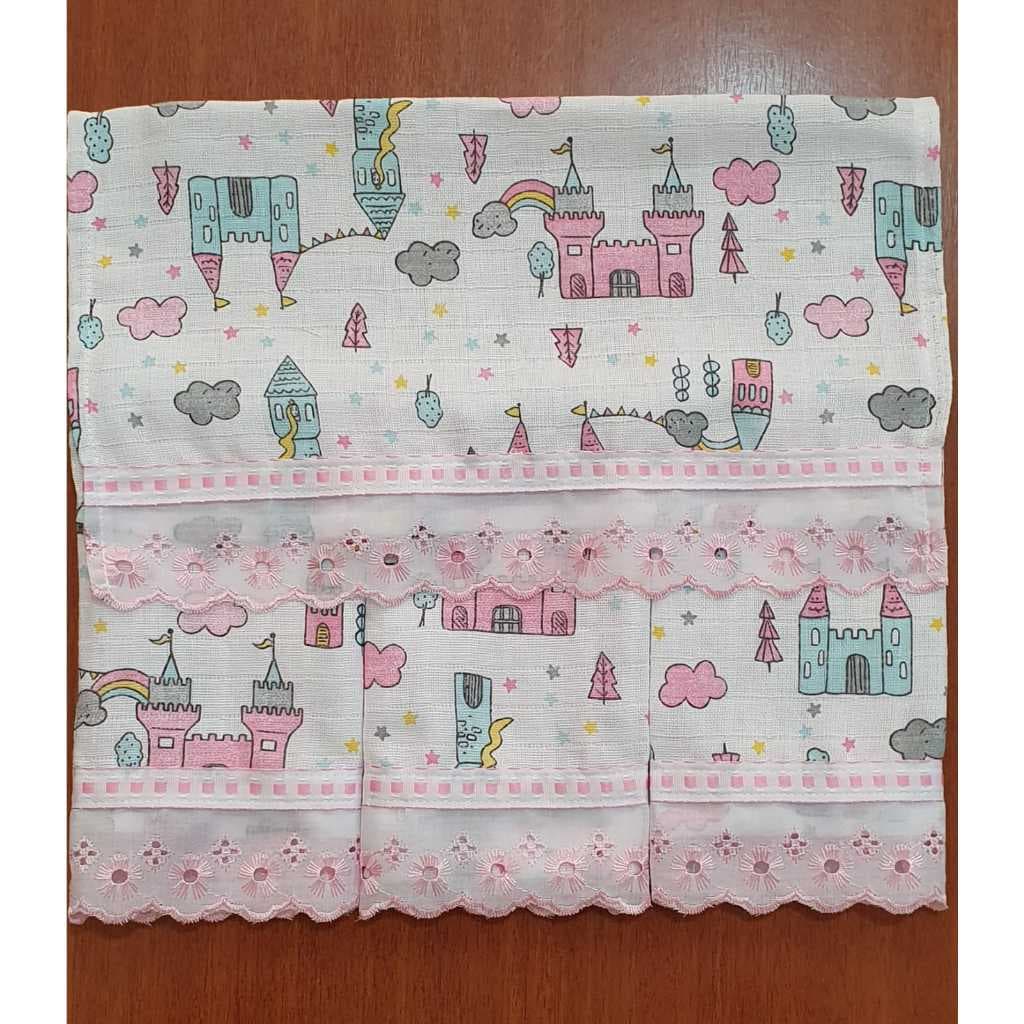 Kit Fraldinha de Boca Bebê Tecido Duplo Estampada com 4 unidades