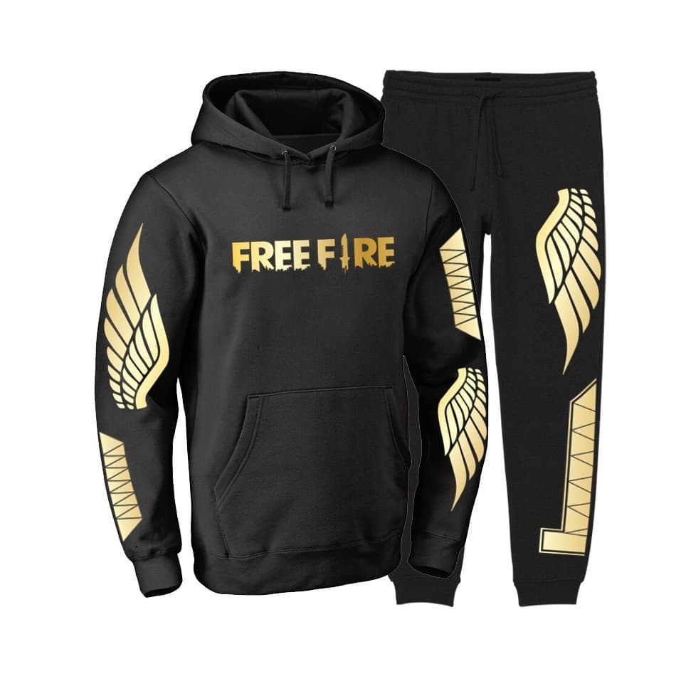 Conjunto Blusa Frio Casaco Moletom Infantil Free Fire Angelical Dourado barato