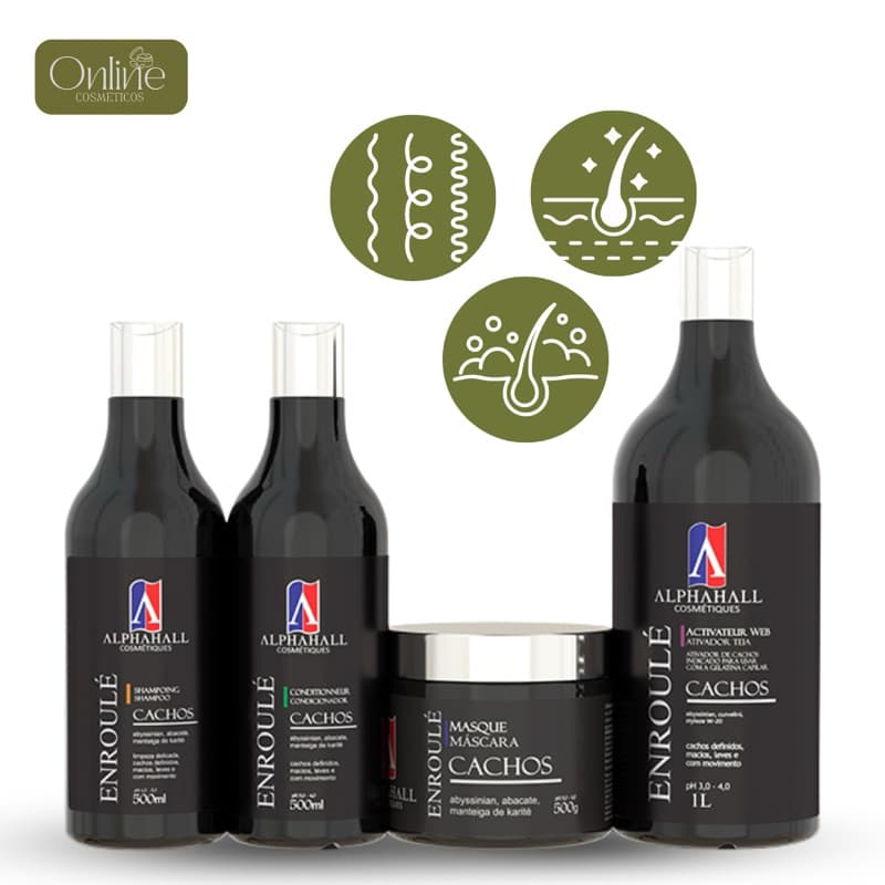 Kit Enroulé TEIA Tradicional Shampoo Condicionador Hidratação e Ativador de Cachos Alphahall