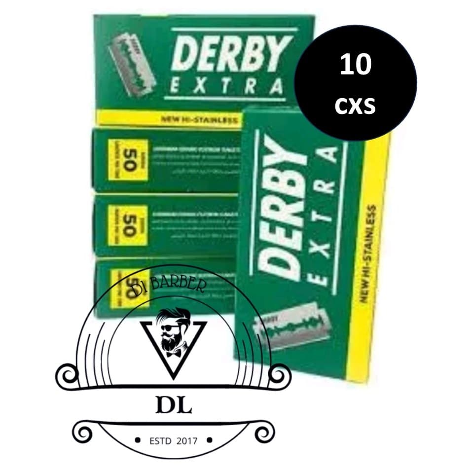 10un Caixas de Lâminas Derby Para Barbeiro 50un Lâminas Inteiras cada (500un Lâminas Inteiras)
