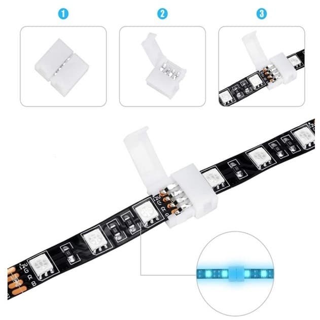 Emenda / Plug Conector de Pressão Fita Led 10mm 4 Vias Rgb 5050 / 3528