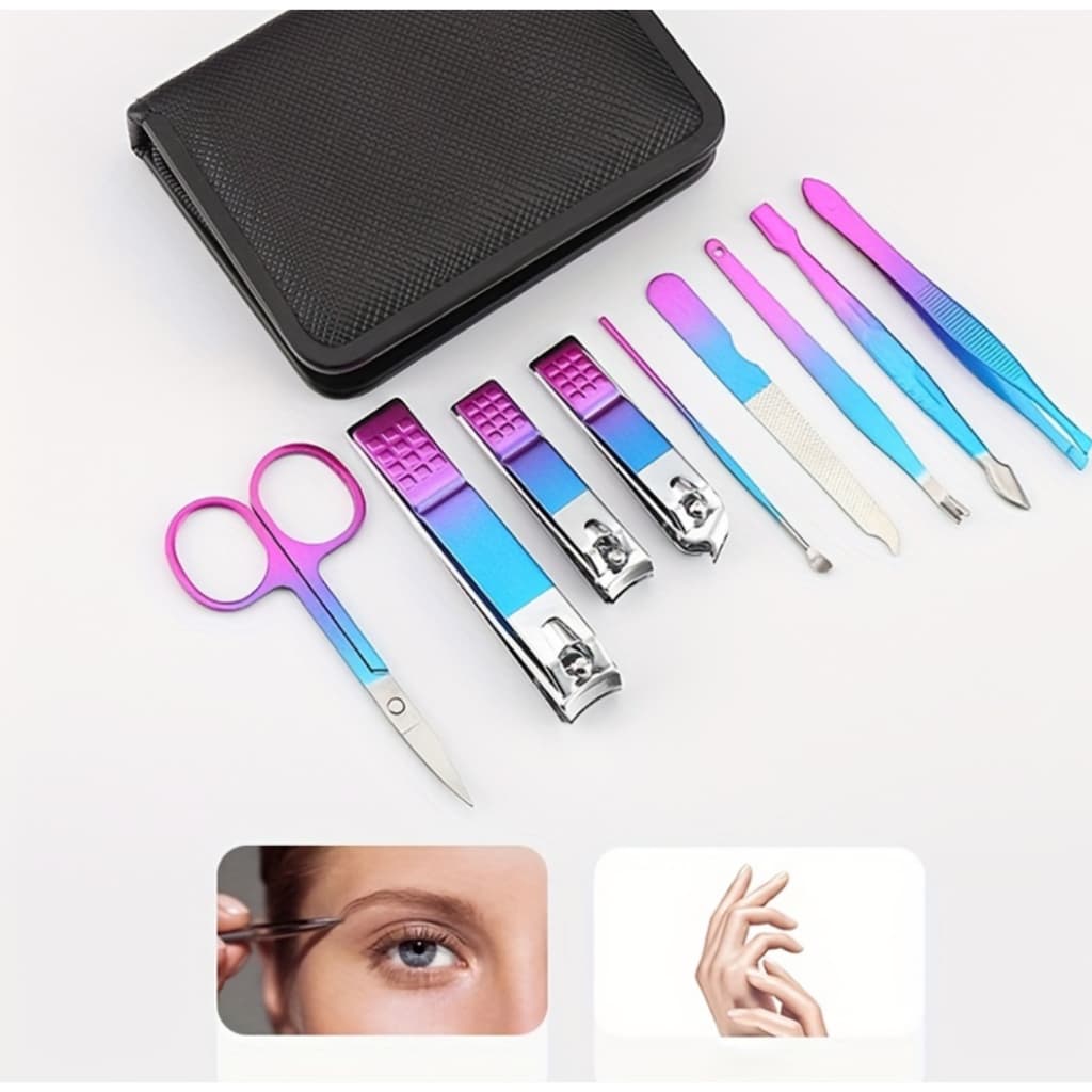Kit profissional em aço inoxidável, manicure e pedicure, kit cuidados, com as unhas em Caso de viagem.