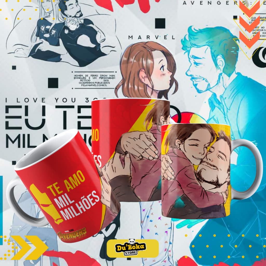Caneca Eu Te Amo Mil Milhões Marvel Homem De Ferro