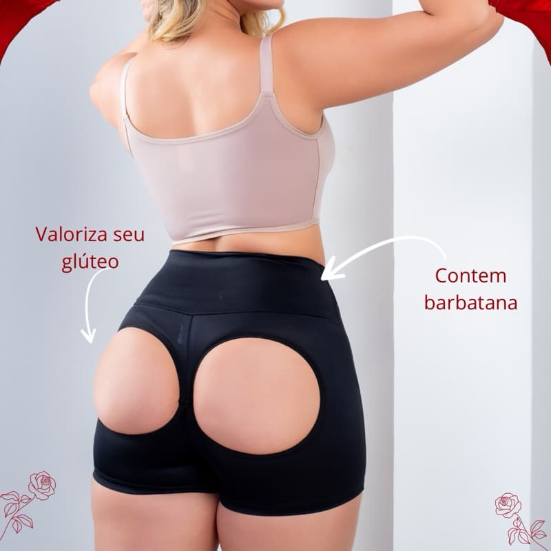 Short Modelador Empina Bumbum com barbatana alta compressão