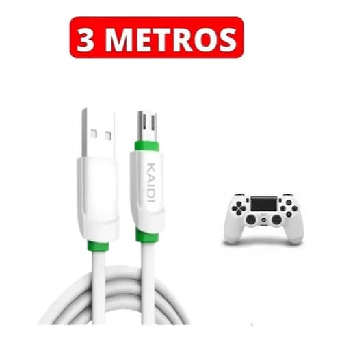 Cabo Usb V8e tipo c 3 Metros Para Controle Xbox One e Ps4 e Xbox Serie S