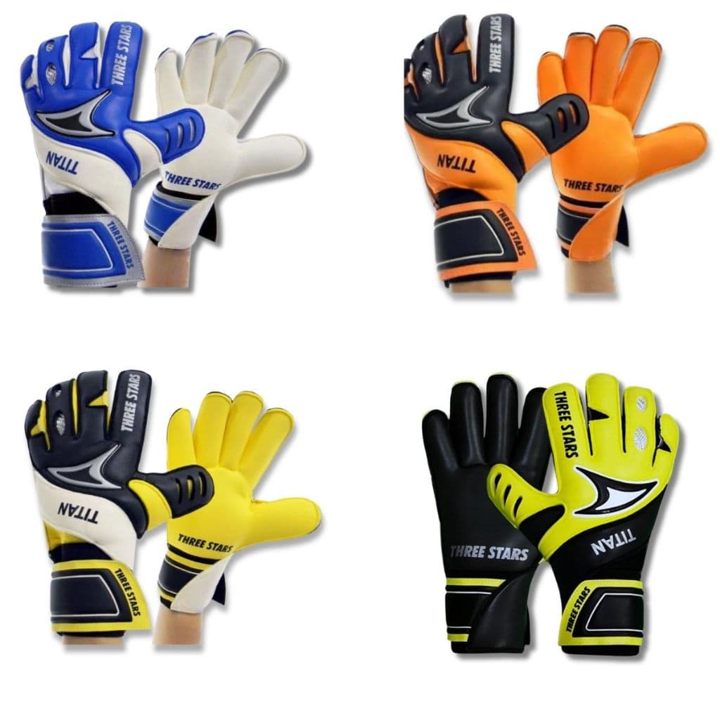 Luva Goleiro Futebol Profissional Three Stars Titan Palme Latex 3.5 Diverso Cores