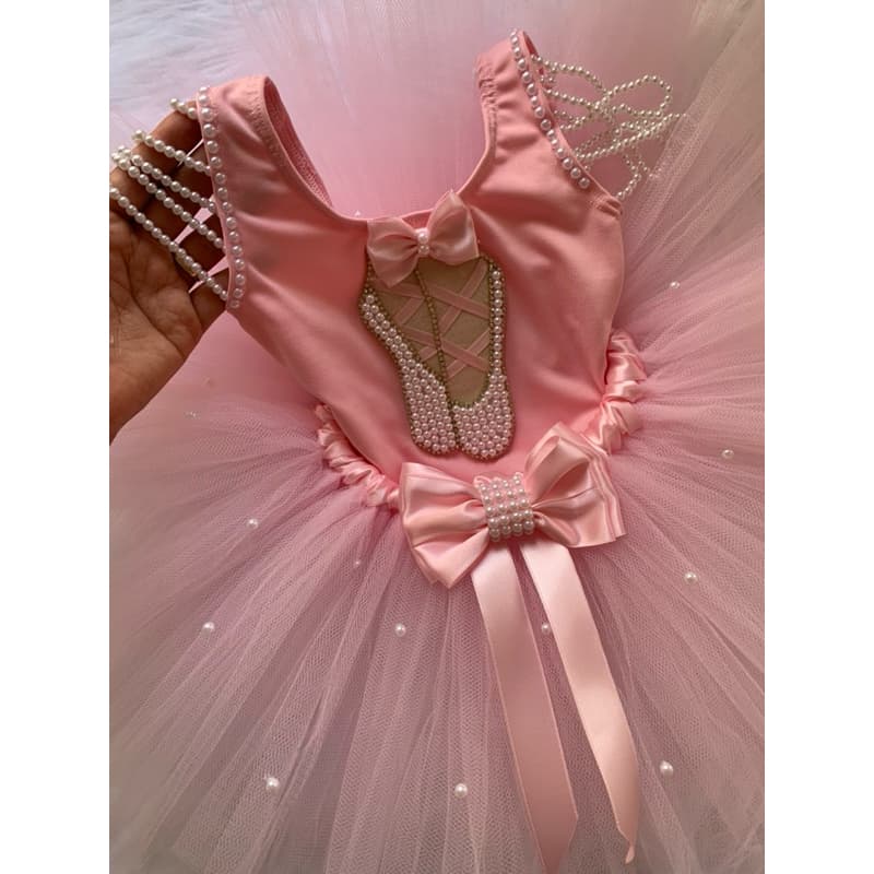 Fantasia Bailarina menina roupa de balé Luxo Rosa