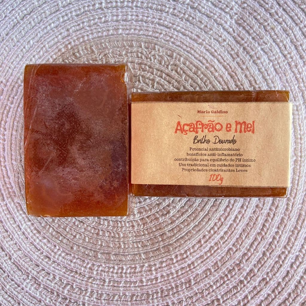 Sabonete de Açafrão e Mel Depilador Natural Foliculite Acne