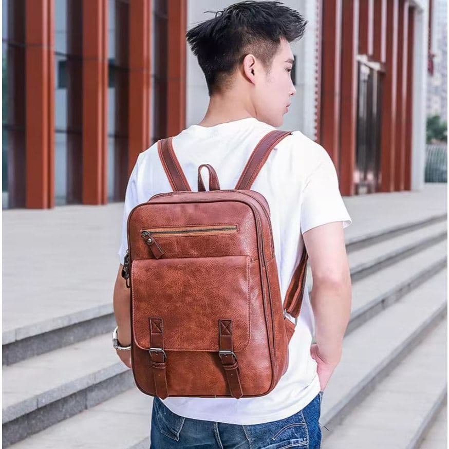 Mochila Couro Sintético Slim Moderna Para Notebook 15,6 8350