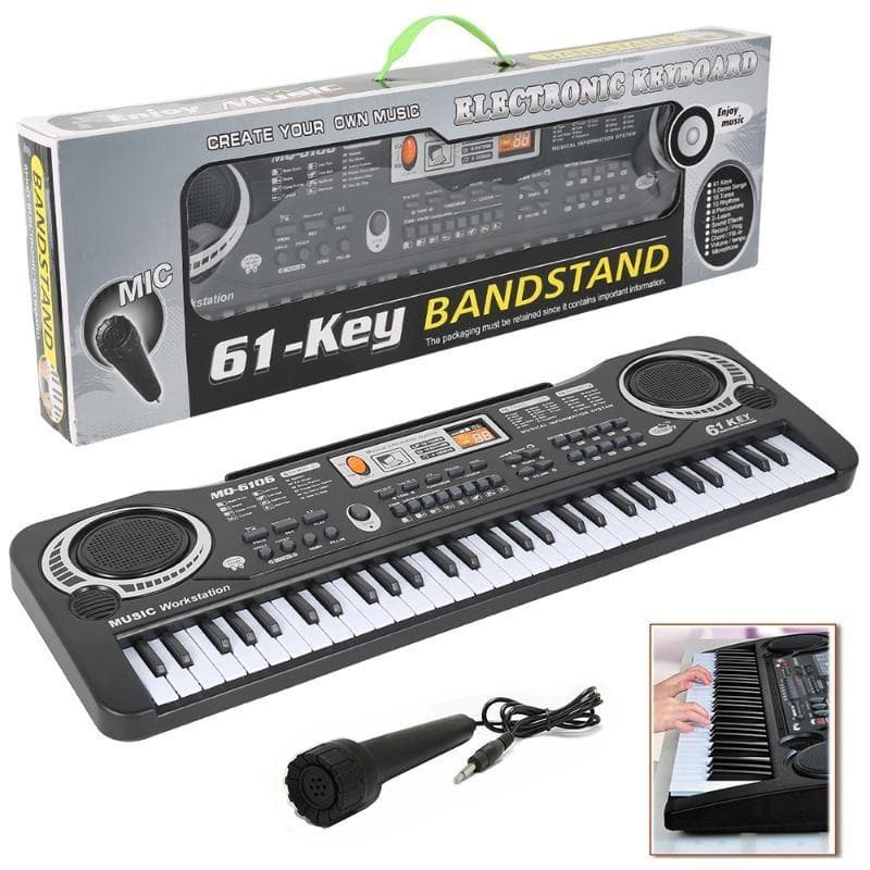 Piano 61 Teclas Música Digital Placa Chave Musical Teclado Eletrônico Piano Com Microfone e Fonte