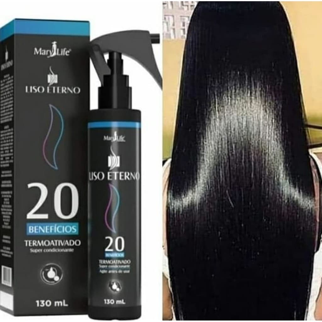 Spray Liso Eterno 20 Benefícios Condicionante Termoativado Finalizador Mary Life 130ml - PROMOÇÃO
