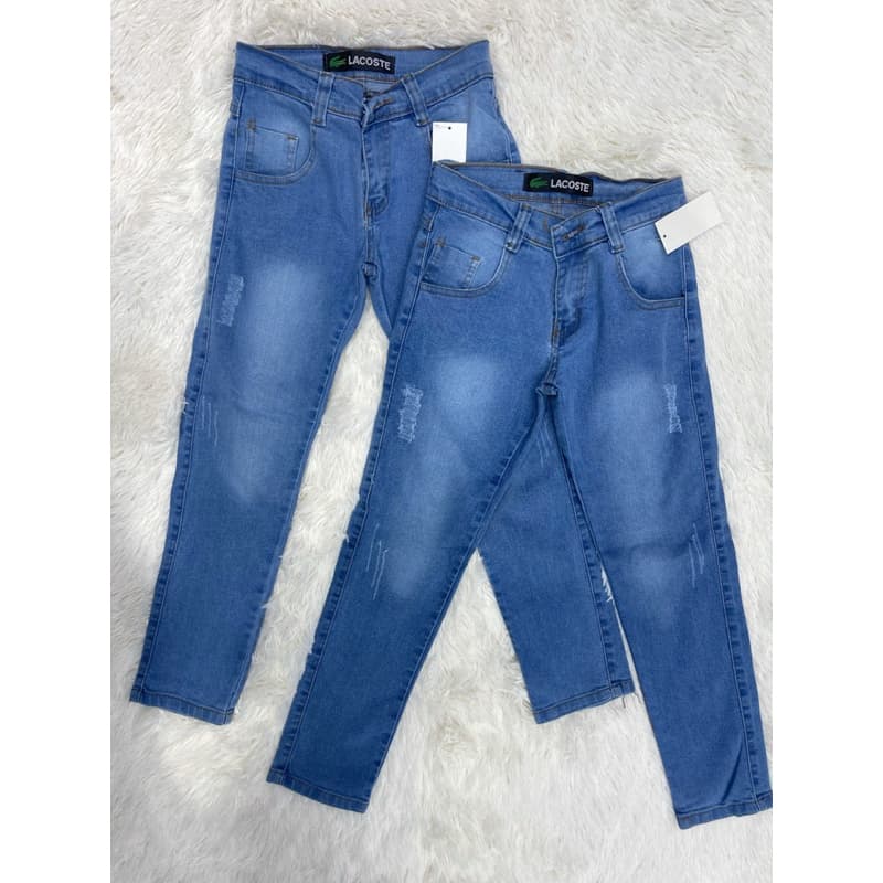 Calça Jeans Menino Infantil Denim Com Botão Lavagem Claro Juvenil