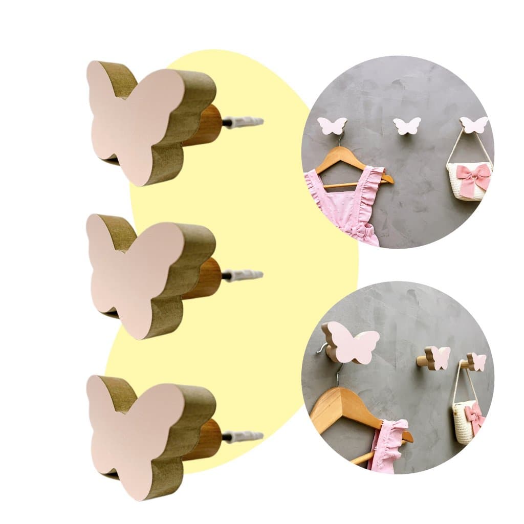 3 Ganchos parede borboleta infantil decoração bebê 3Bobb15c