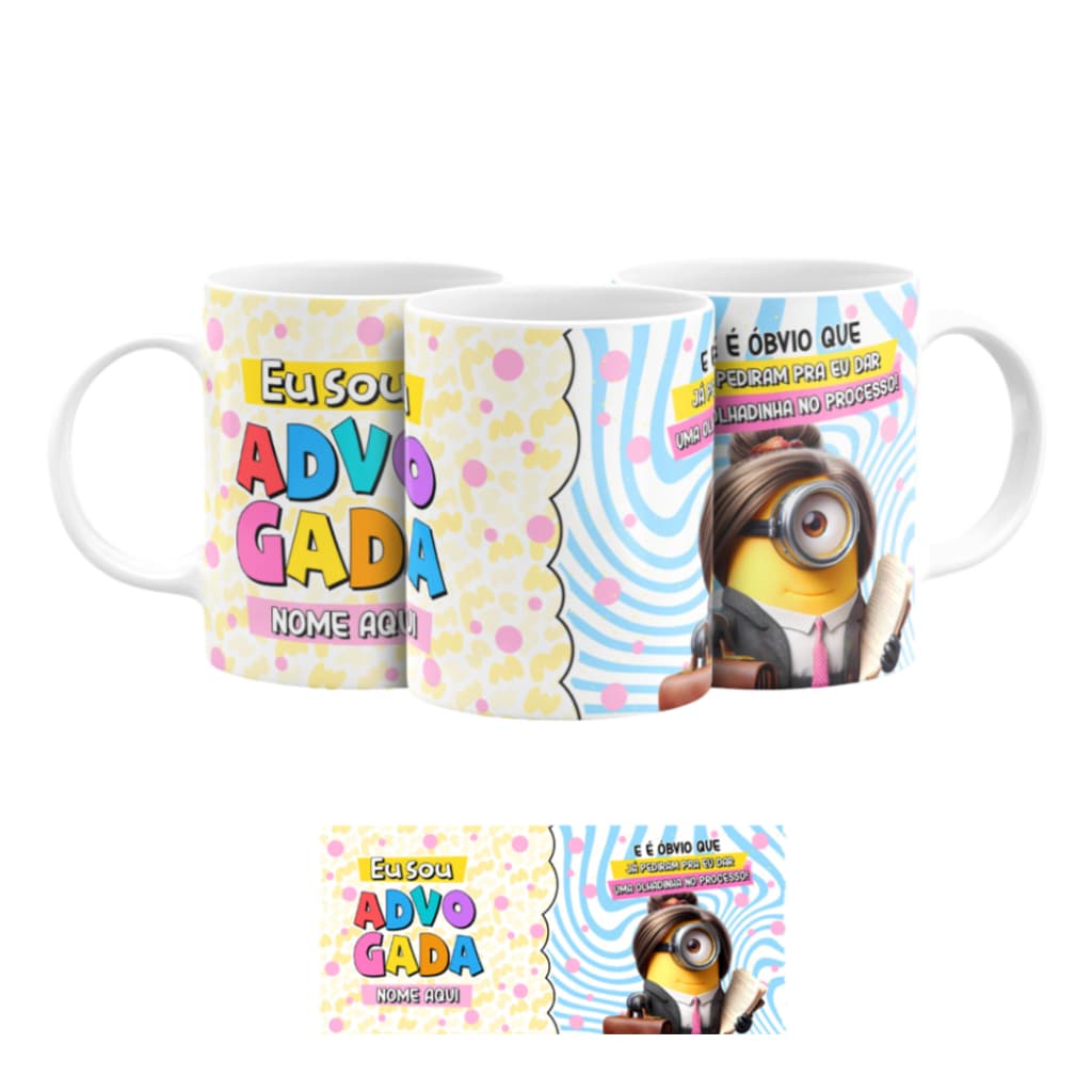 Caneca Profissão Minions Advogado Xícara Personalizada com Nome 325ml
