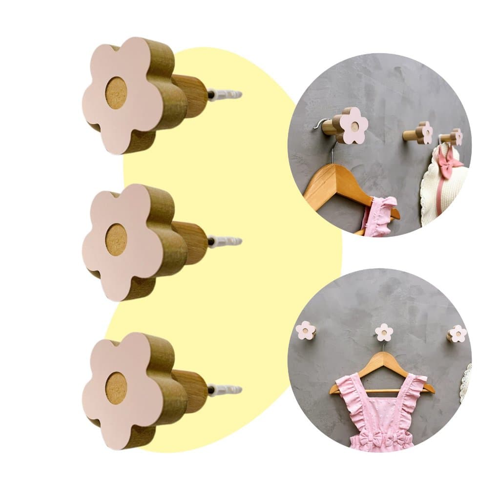 3 Ganchos de parede flor infantil decoração bebê 3Flbb15c