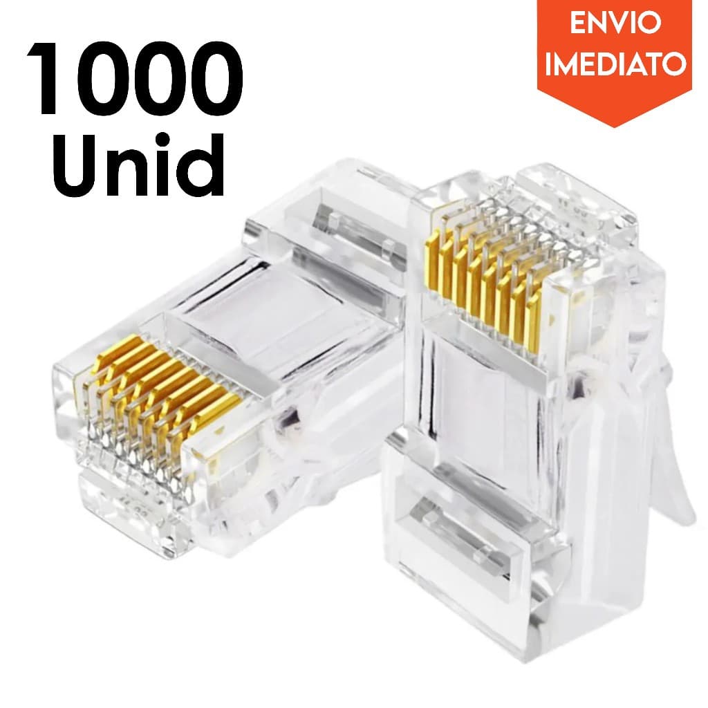 Conector Cabo de Internet RJ45 Cat5e Cristal Exbom 1000 Unidades