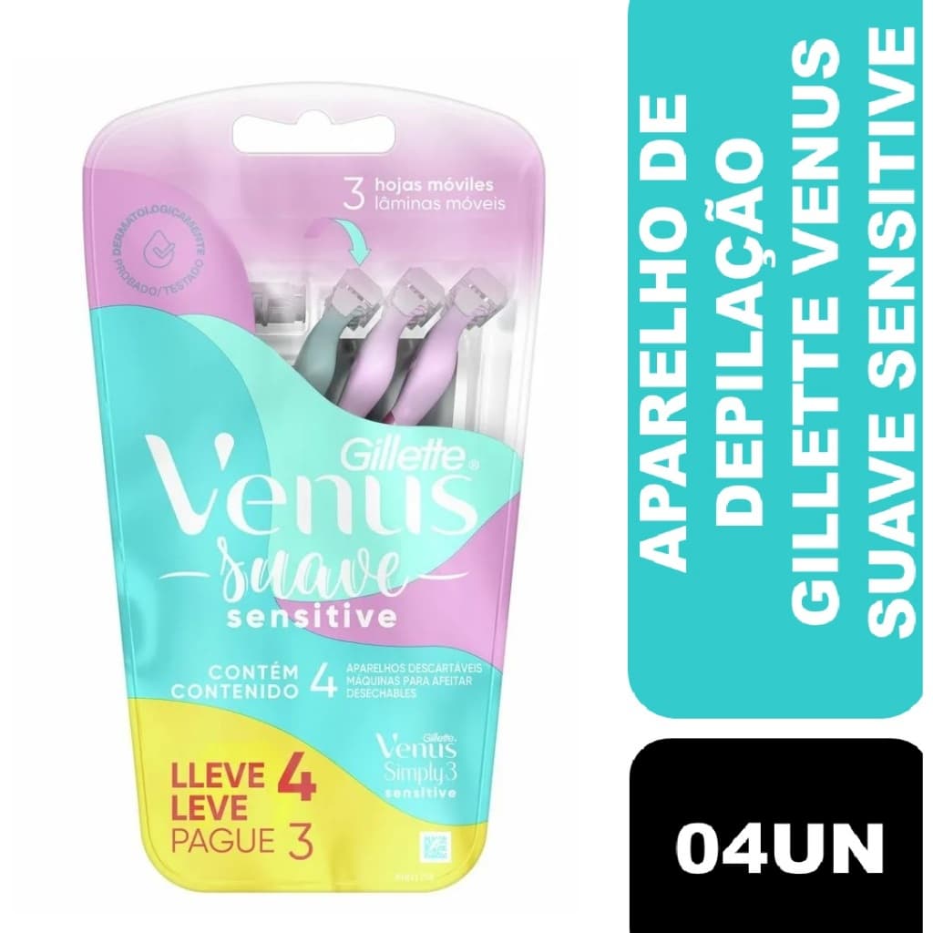 Aparelho de Depilar Gillette Venus Sensitive 4 unidades