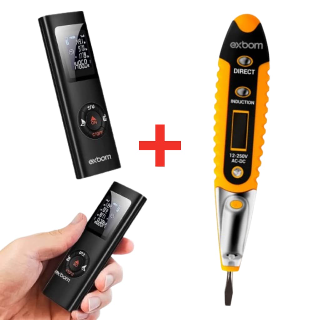 Medidor Profissional Distancia Trena Digital Laser 40 Metros + Caneta Detectora de Voltagem