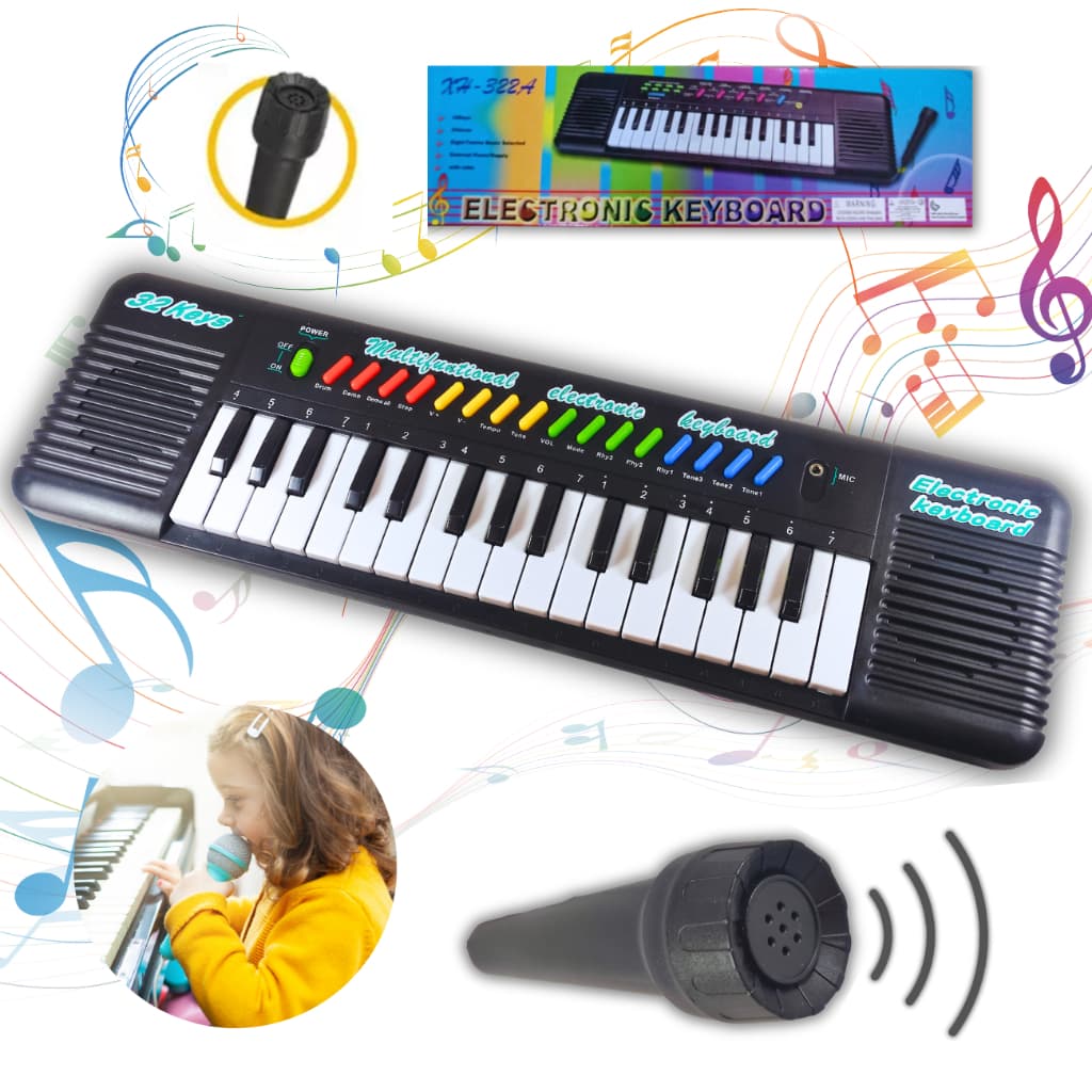 Teclado Piano com Microfone Brinquedo Infantil 32 teclas educativo