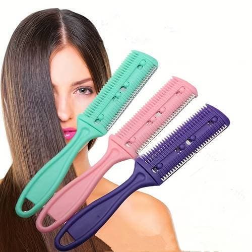 Pente Com Navalha Navalhete Desfiador De Cabelo E Barba COLOR Aparador Lâmina Desfia Tira Volume