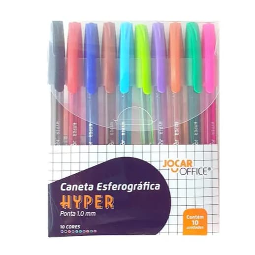 Caneta Hyper 1.0 Colorida - C/ 10 Unid. Jocar Office