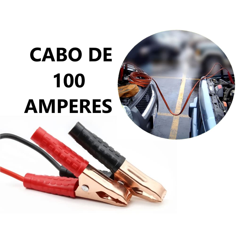Cabo auxiliar de partida Chupeta para bateria de carro 100Amp seguro resistente resgate emergencia