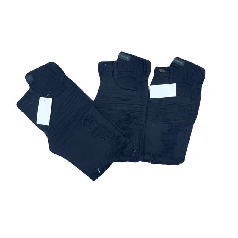 Short Jeans Menino Jnfantil Bermuda Preto Com Rasgada Juvenil