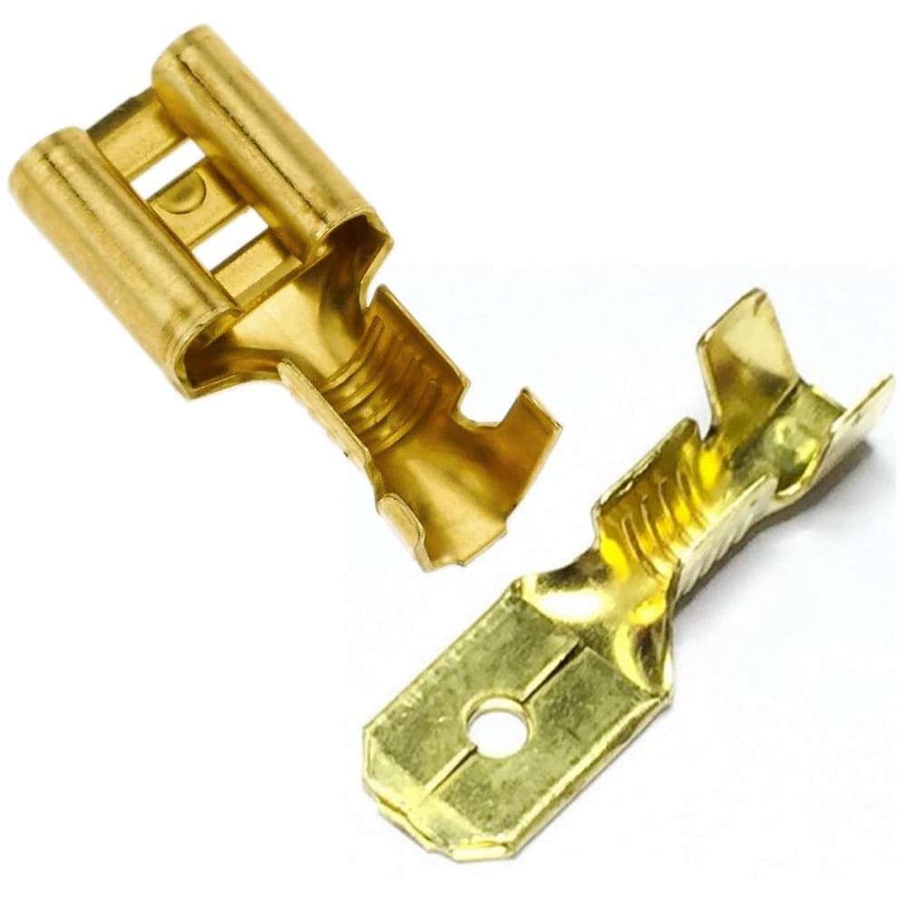 200X Terminal Encaixe Femea + Macho Automotivo 6,3mm (100 Pares)