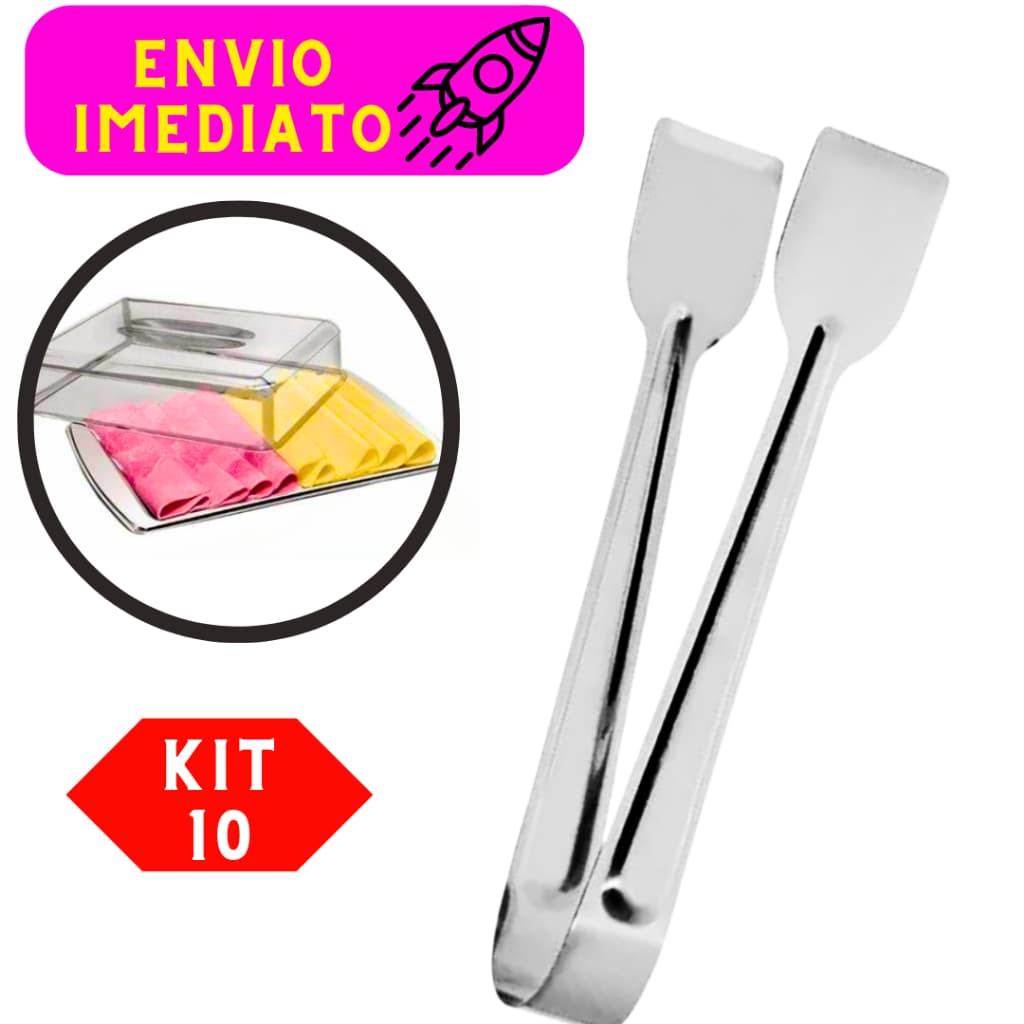 Kit 10 Pegador De Frios 18 Cm 100% Aço Inox Ponta Em Forma De Concha Resistente e Durável Saladas